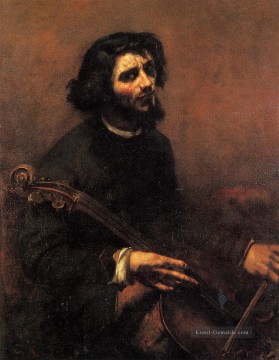  Courbet Malerei - Der Cellist Selbst Porträt Realist Realismus Maler Gustave Courbet